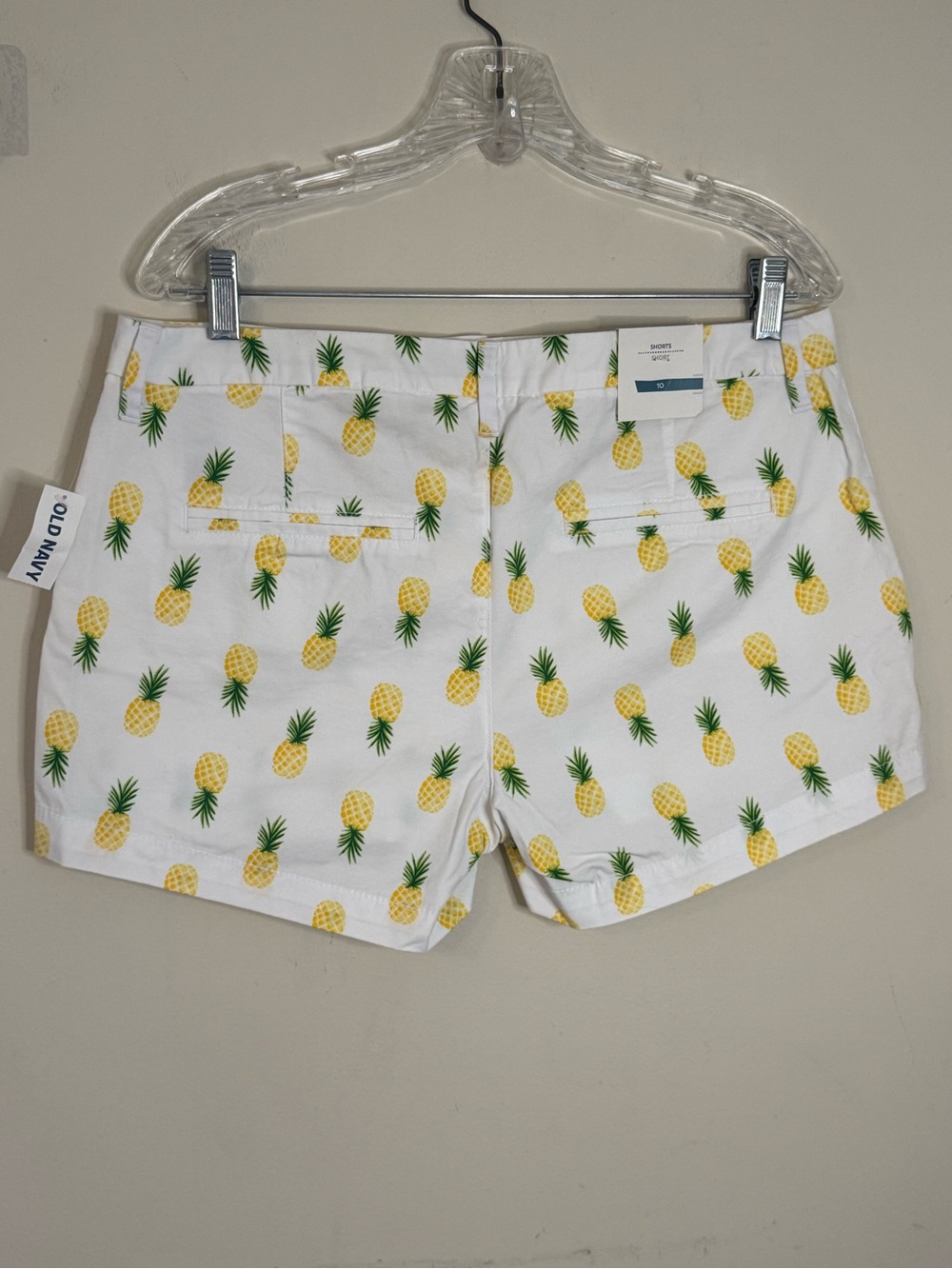 Old Navy tropical pineapple novelty print chino shorts SZ 10 - Picture 2 of 12